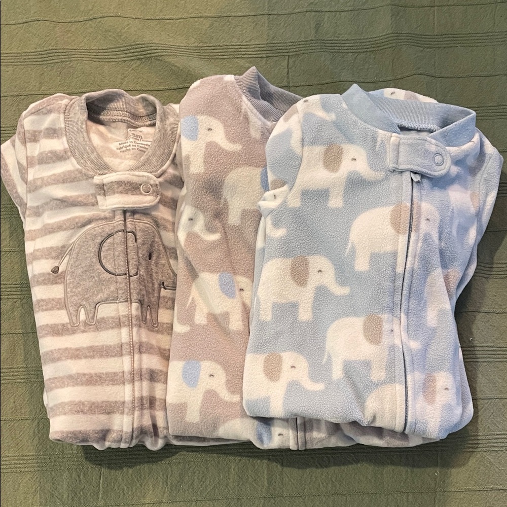 Elephant Print Kids Pajamas Set - Gray, Cream, Blue